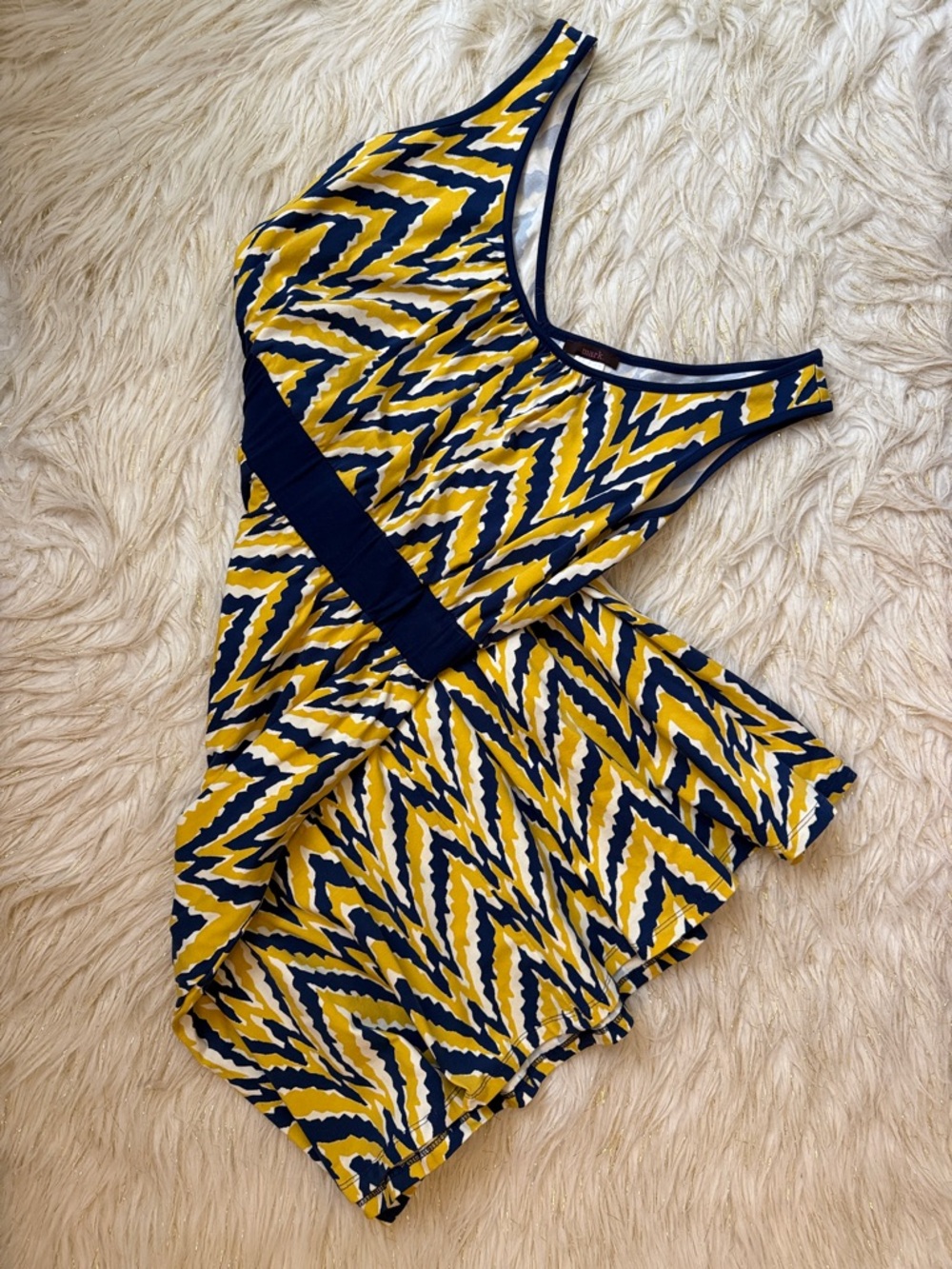 mark. Yellow & Navy Zigzag Midi Dress